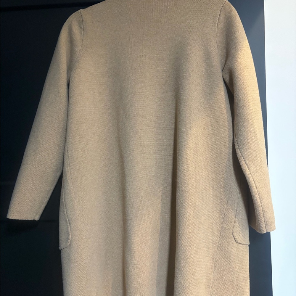 J. Crew Juliette Collarless Sweater Blazer Duster Cardigan Jacket Camel Tan - Picture 5 of 5